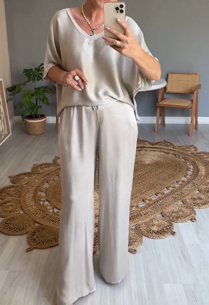 Elena | Casual dwuczęściowy zestaw z okrągłym dekoltem